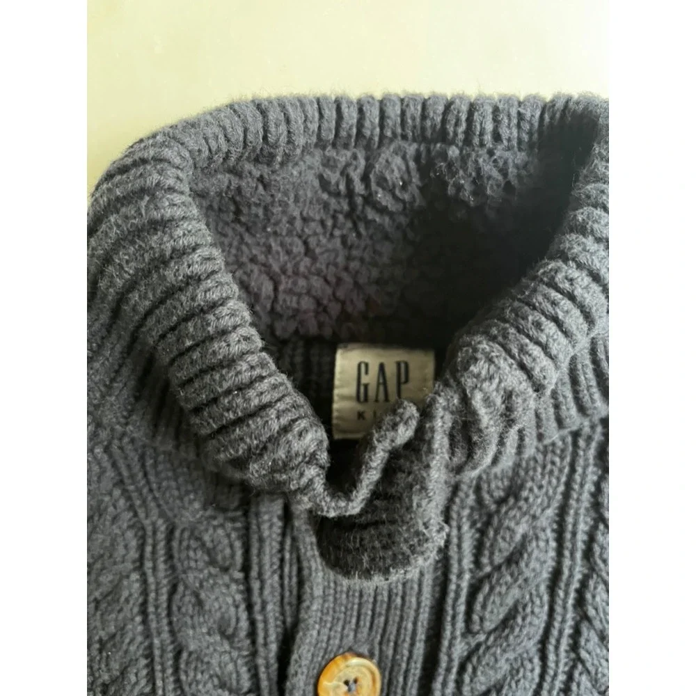 Gap Kids Cable Knit Button Mock Neck Sweater Galaxy Blue size medium 8
